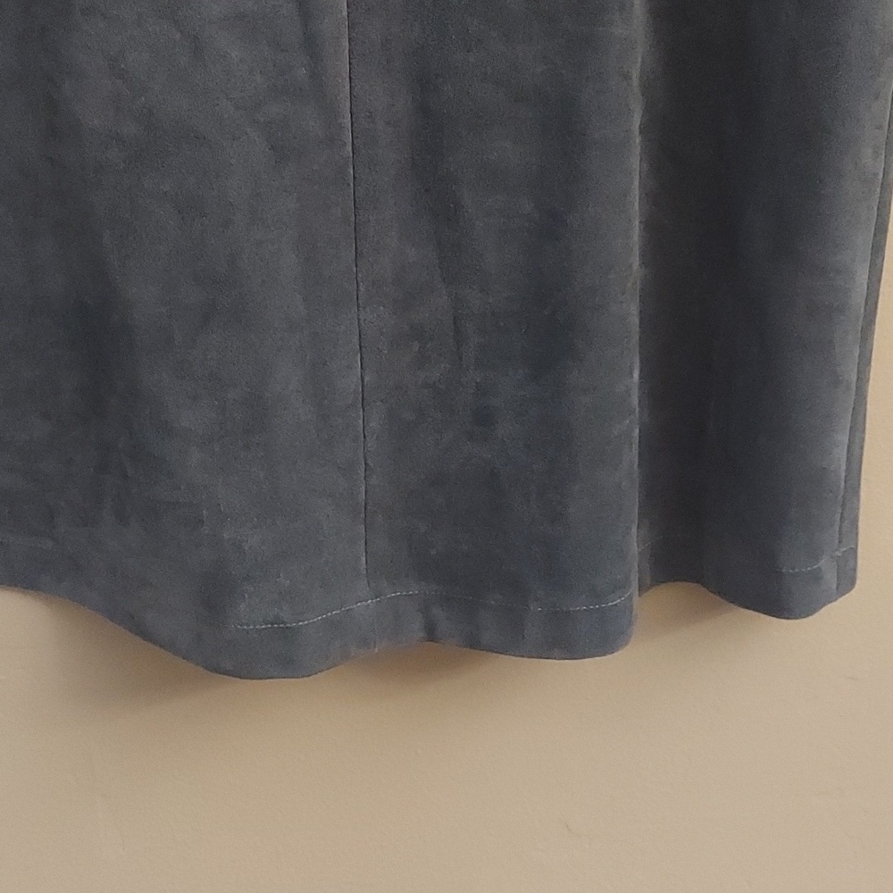 BCBGMAXARIA Catier Faux Suede Dusty Blue Mini Dress With Bell Sleeves XS Boho - Picture 10 of 13